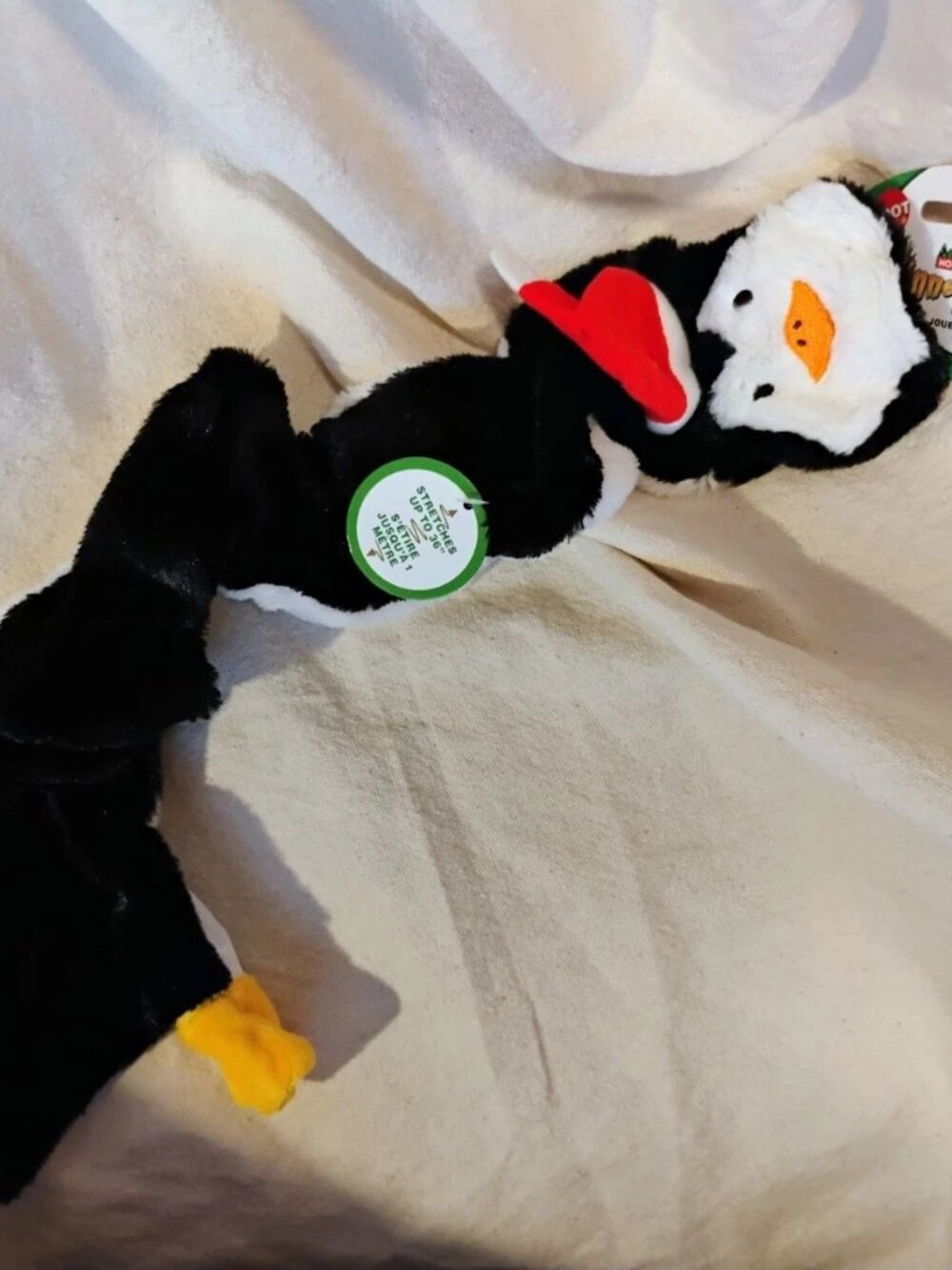 SPOT Skinneeez Holiday Penguin Dog Toy - Stretchy Plush, Stretches 36"